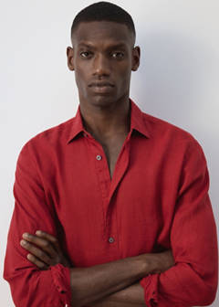100% linen regular-fit shirt — Red 4