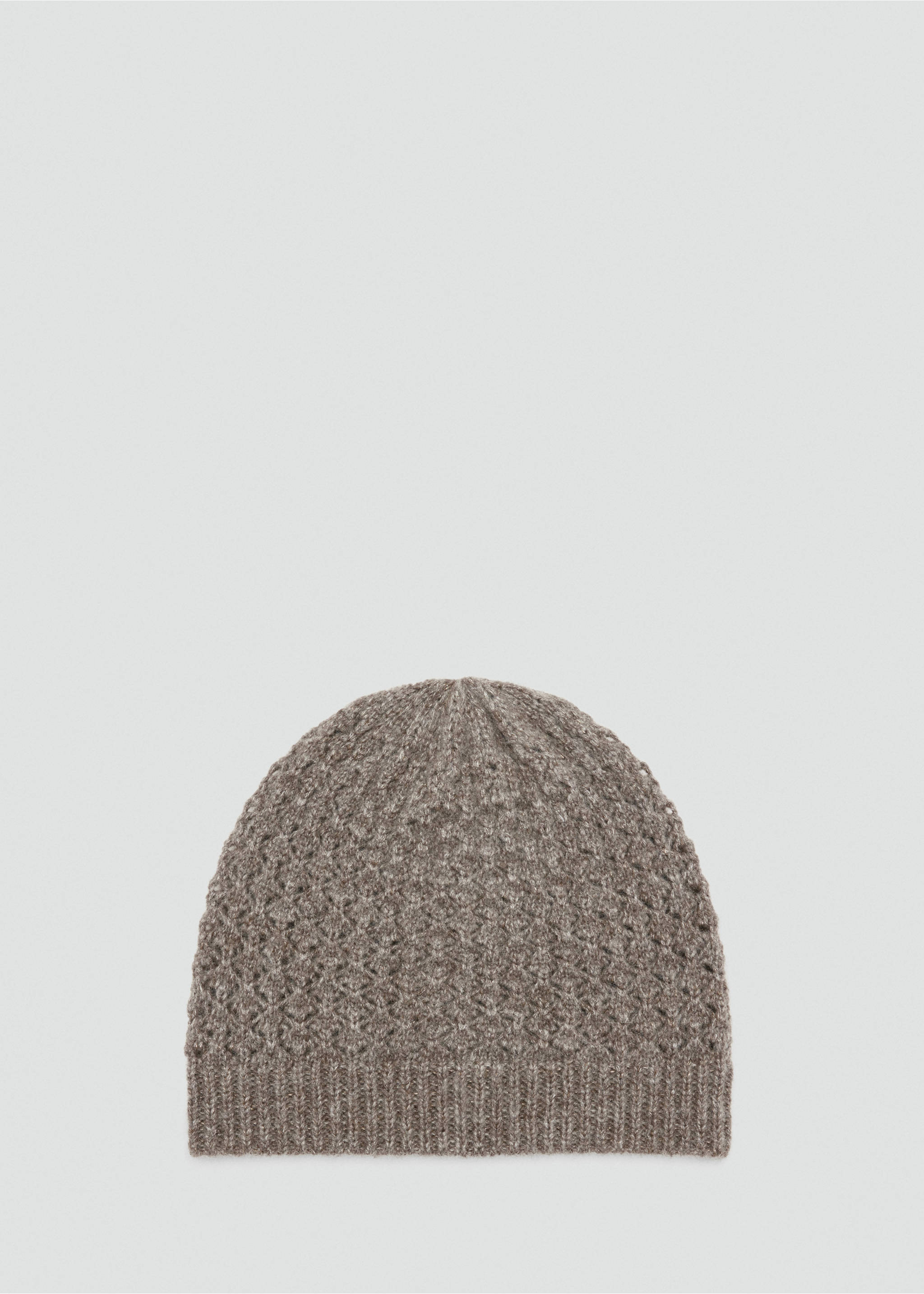 Brown knit beanie hat with a textured pattern and ribbed hem., Medium Brown. Ref: 37087798-00.