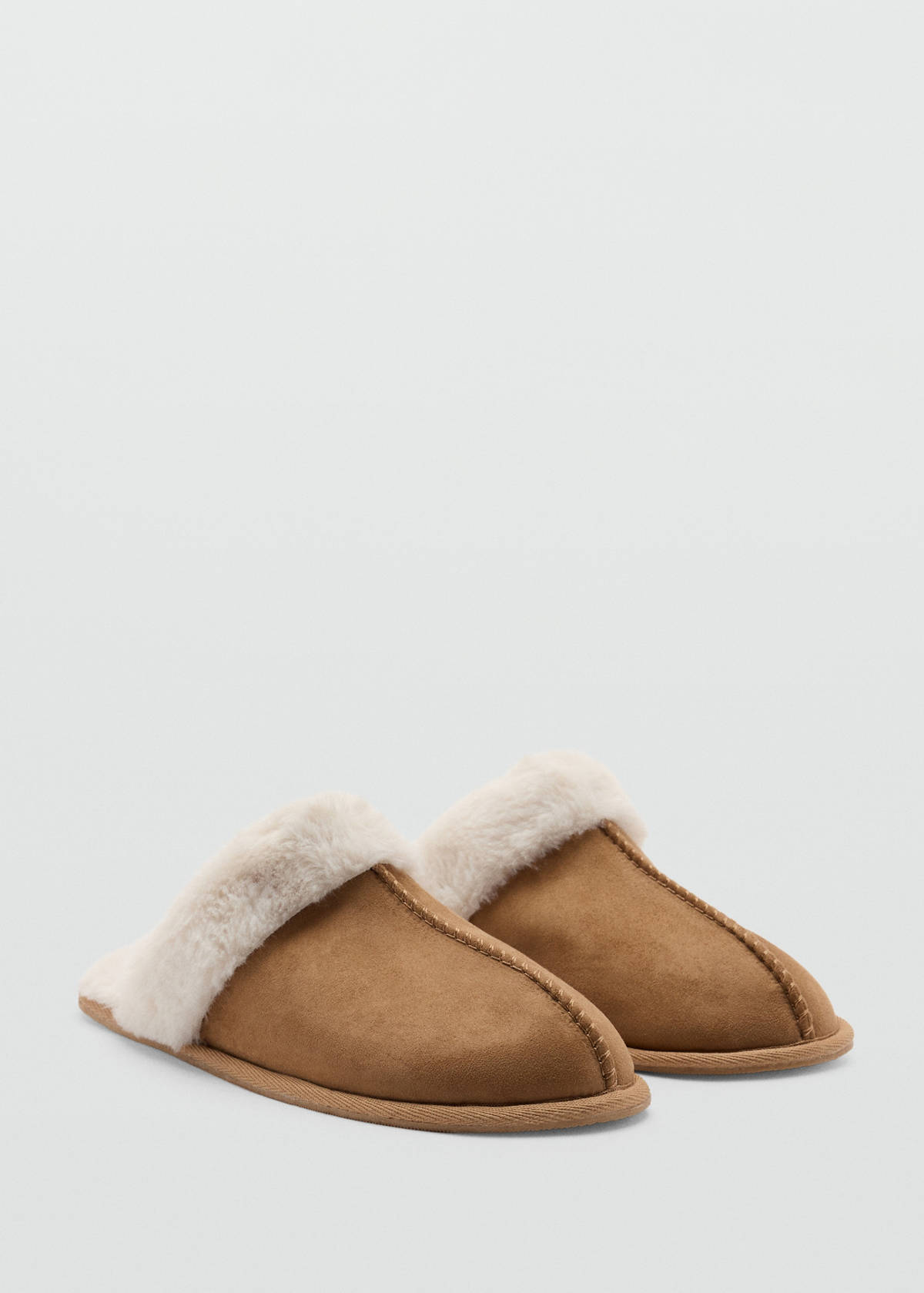 Suede-effect faux fur trainers — Sand