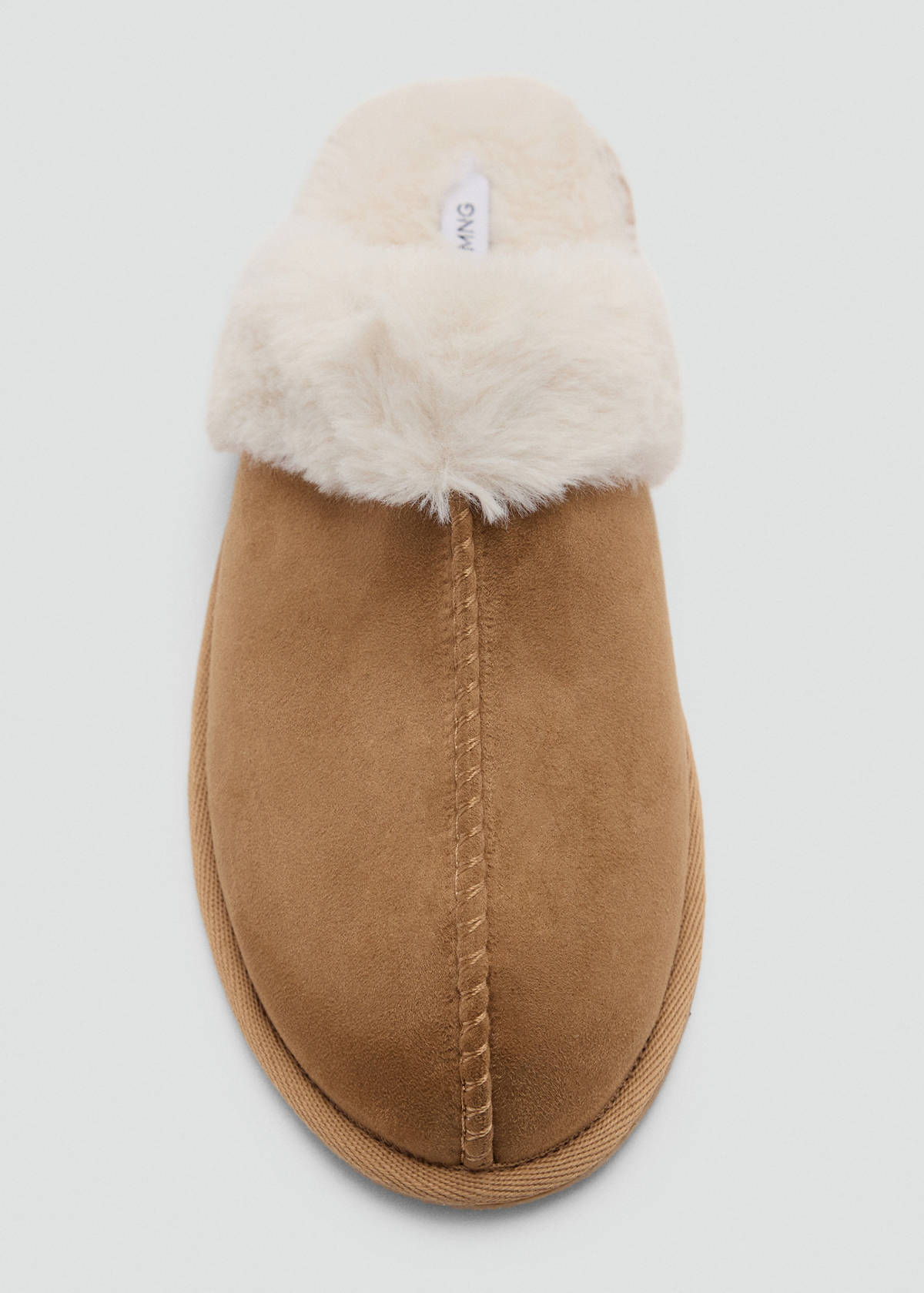 Suede-effect faux fur trainers — Sand
