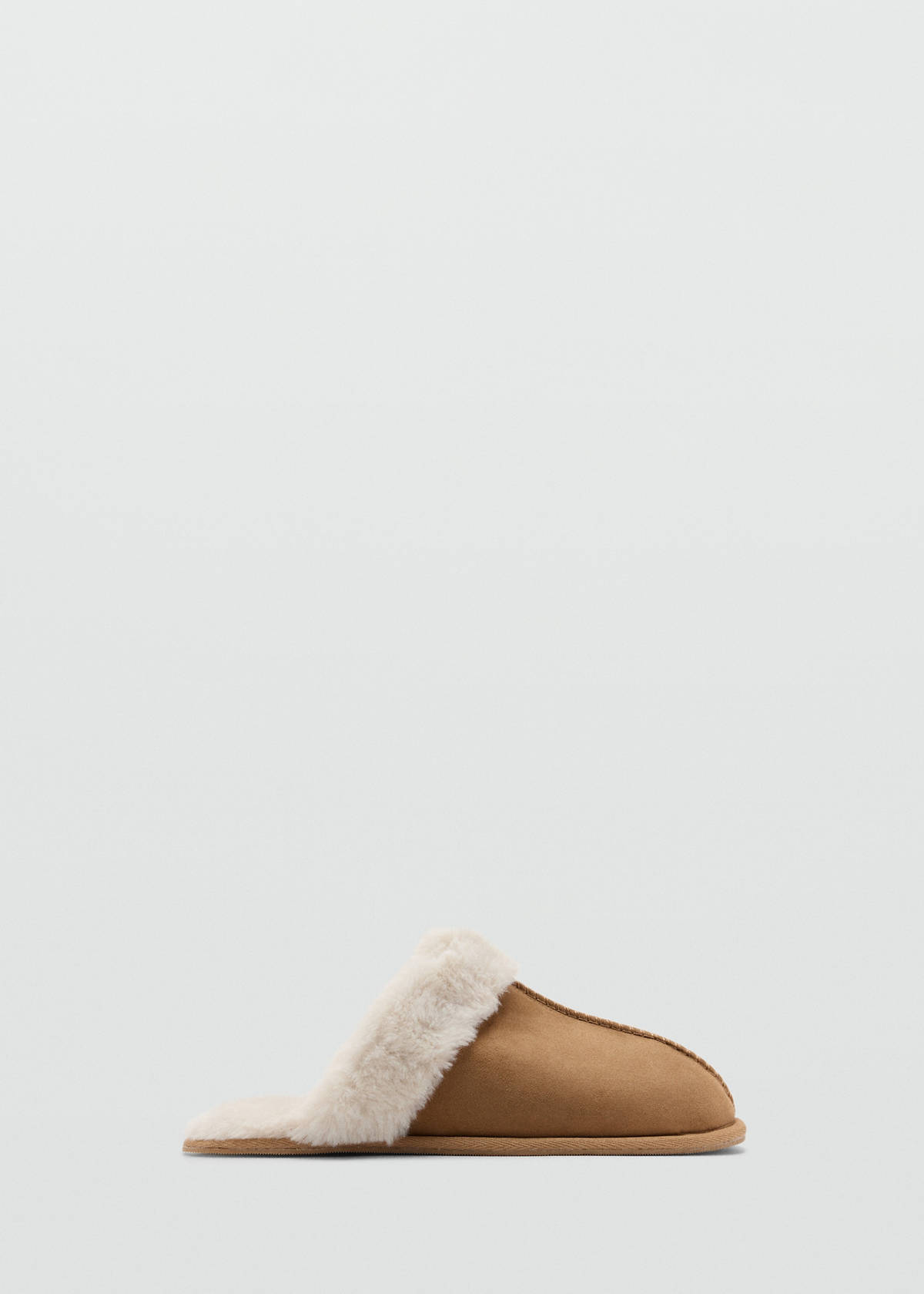 Suede-effect faux fur trainers — Sand