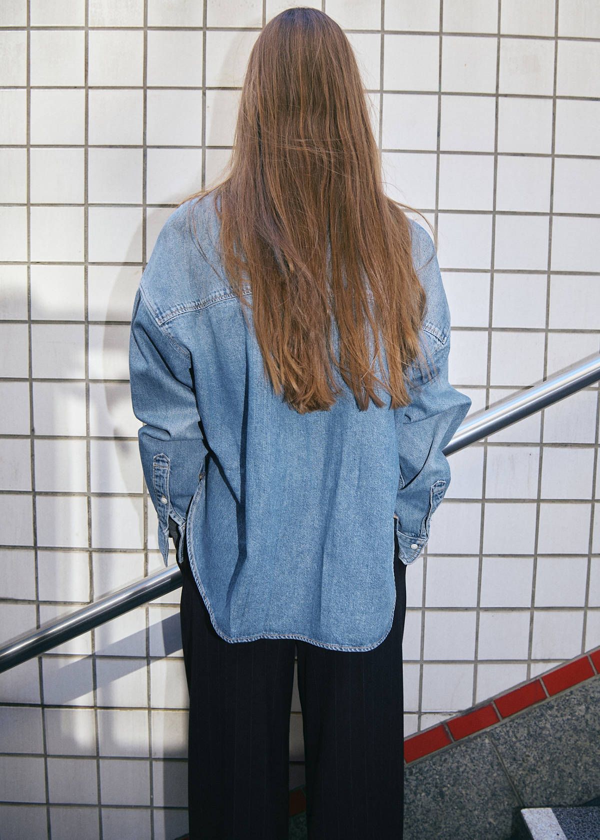 100% cotton denim shirt — Medium Blue