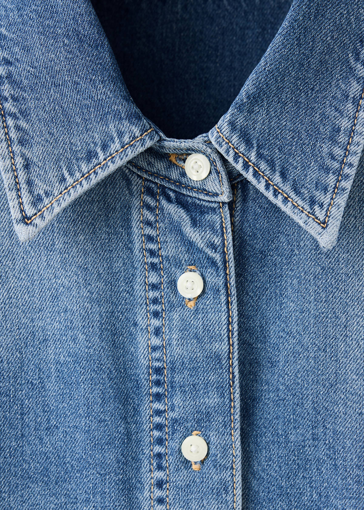 100% cotton denim shirt — Medium Blue