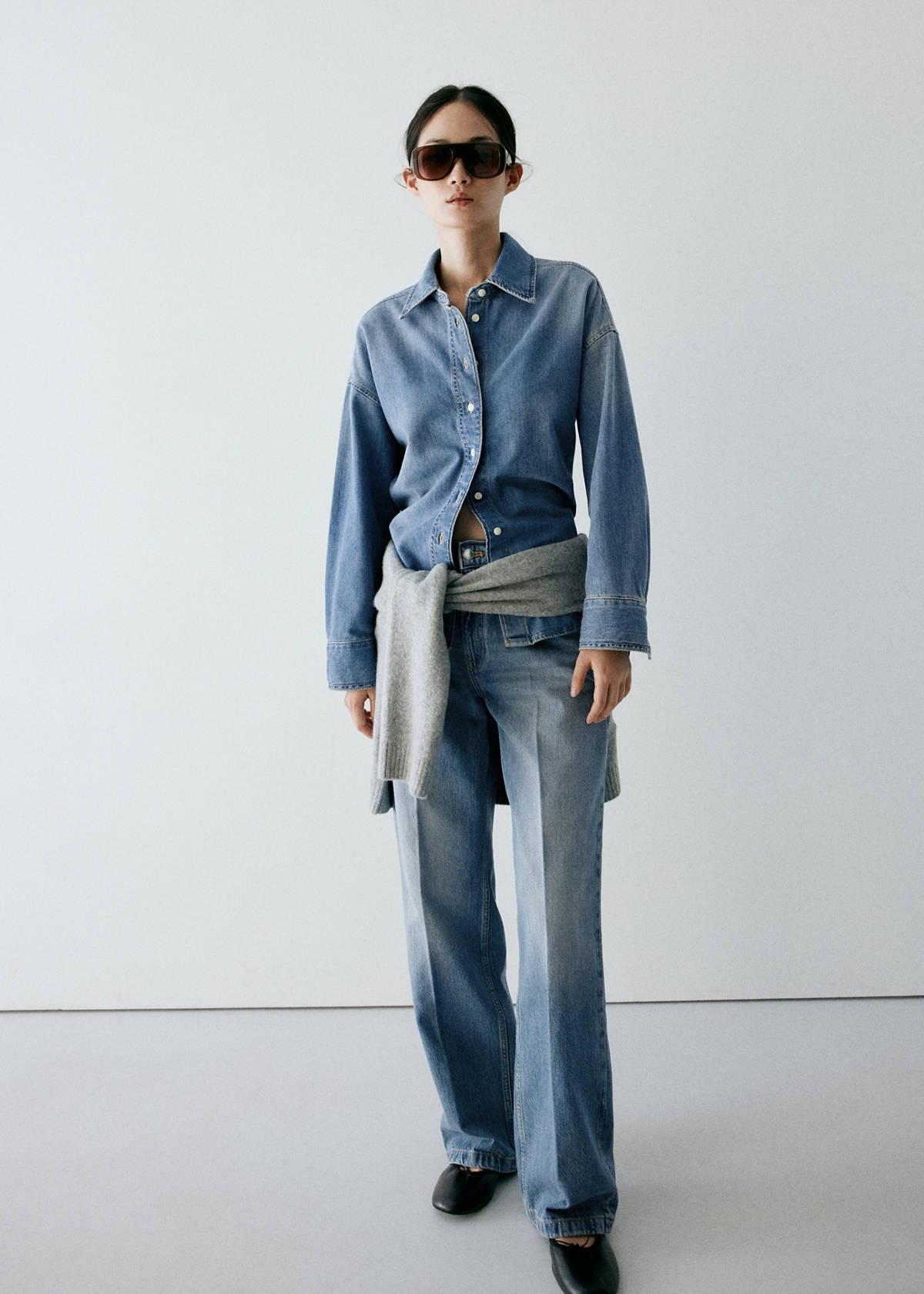 100% cotton denim shirt — Medium Blue