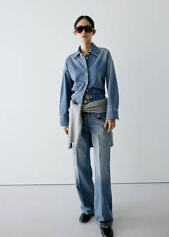 100% cotton denim shirt — Medium Blue 8
