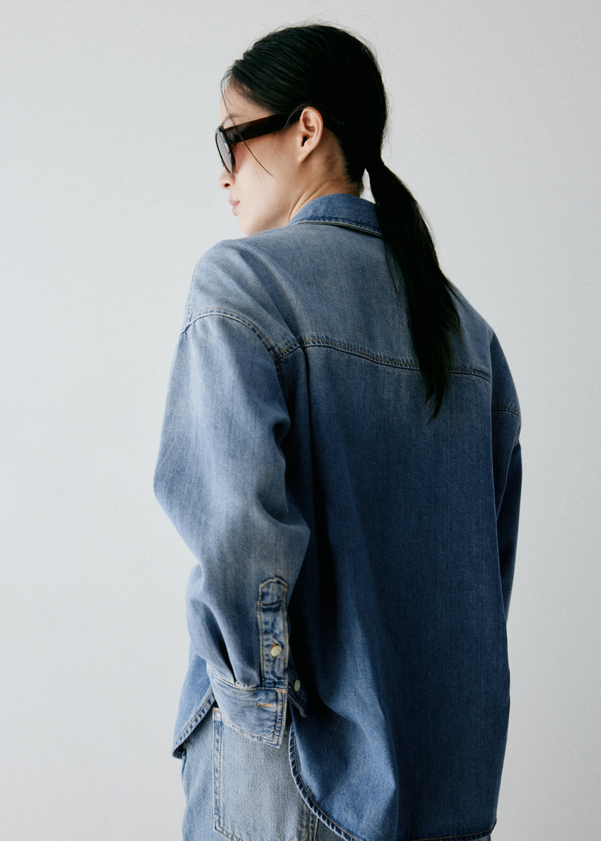 100% cotton denim shirt — Medium Blue