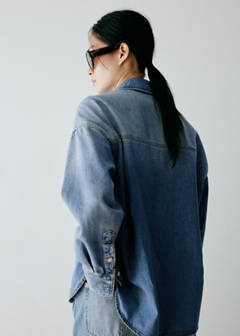 100% cotton denim shirt — Medium Blue 9