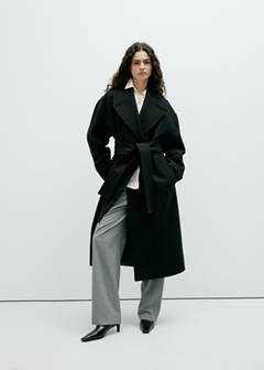 Manteco wool coat with belt — Black 2