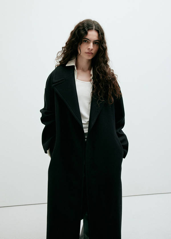 Manteco wool coat with belt — Black