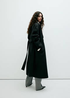 Manteco wool coat with belt — Black 3