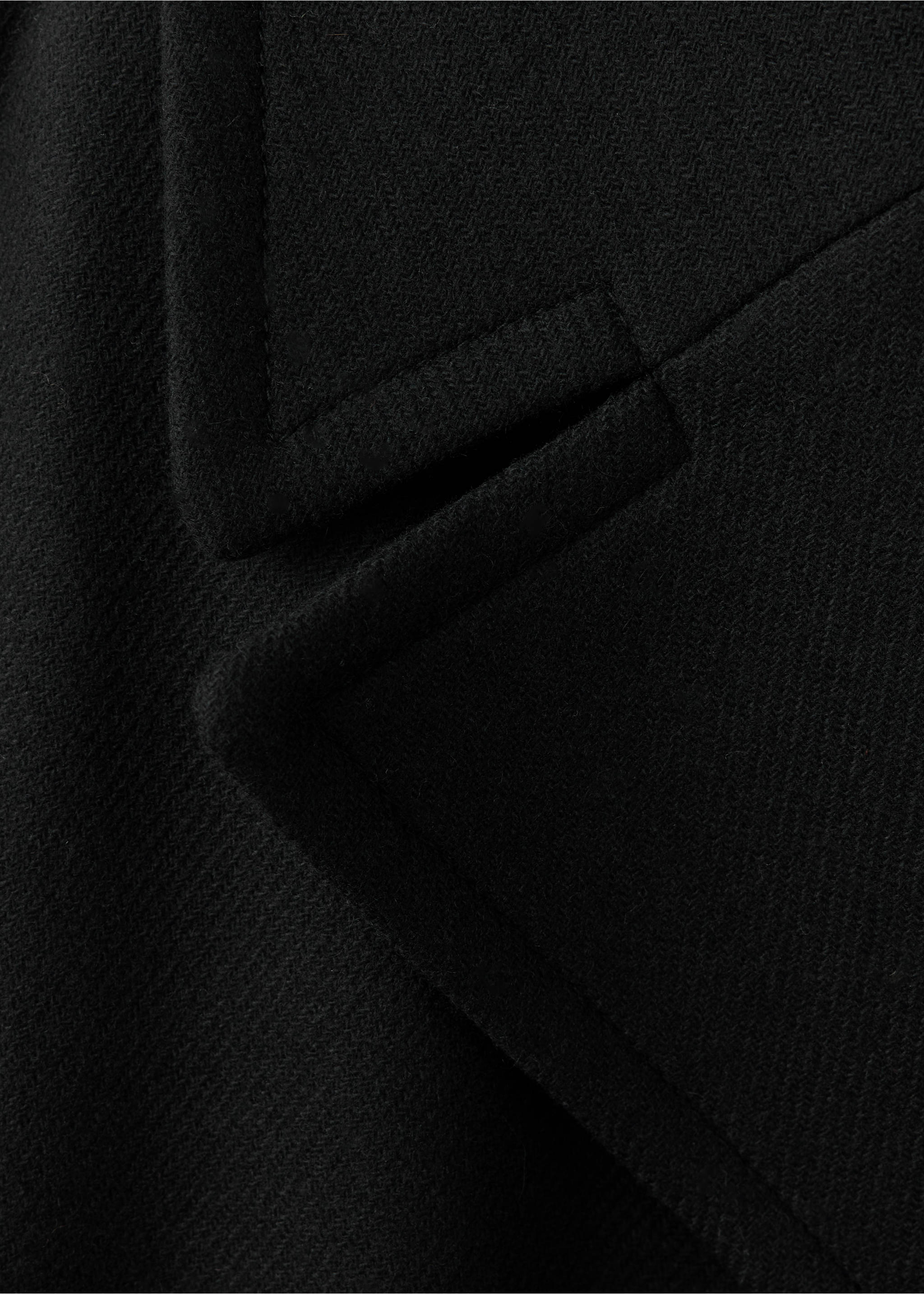 Mantel aus Manteco-Wolle mit Gürtel - Detail des Artikels 8, Schwarz. Ref: 37087804-00.