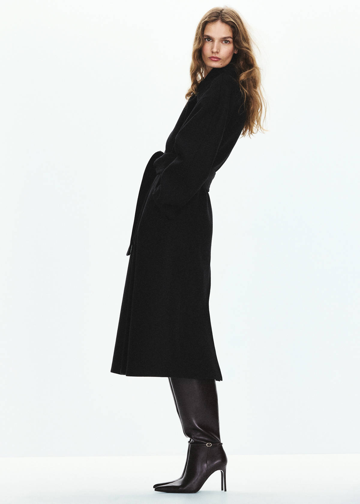 Manteco wool coat with belt — Black