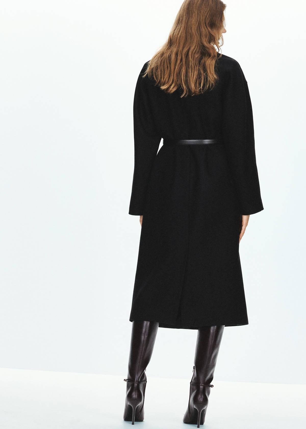 Manteco wool coat with belt — Black