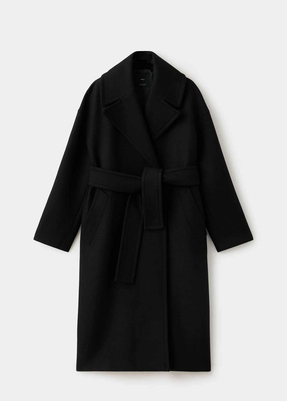 Manteco wool coat with belt — Black
