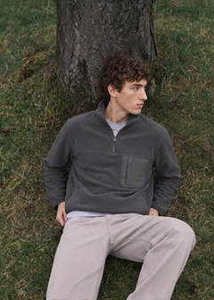 Zip-neck fleece sweatshirt — Charcoal 1