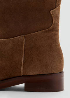 Suede-stitched leather boot — Brown 3