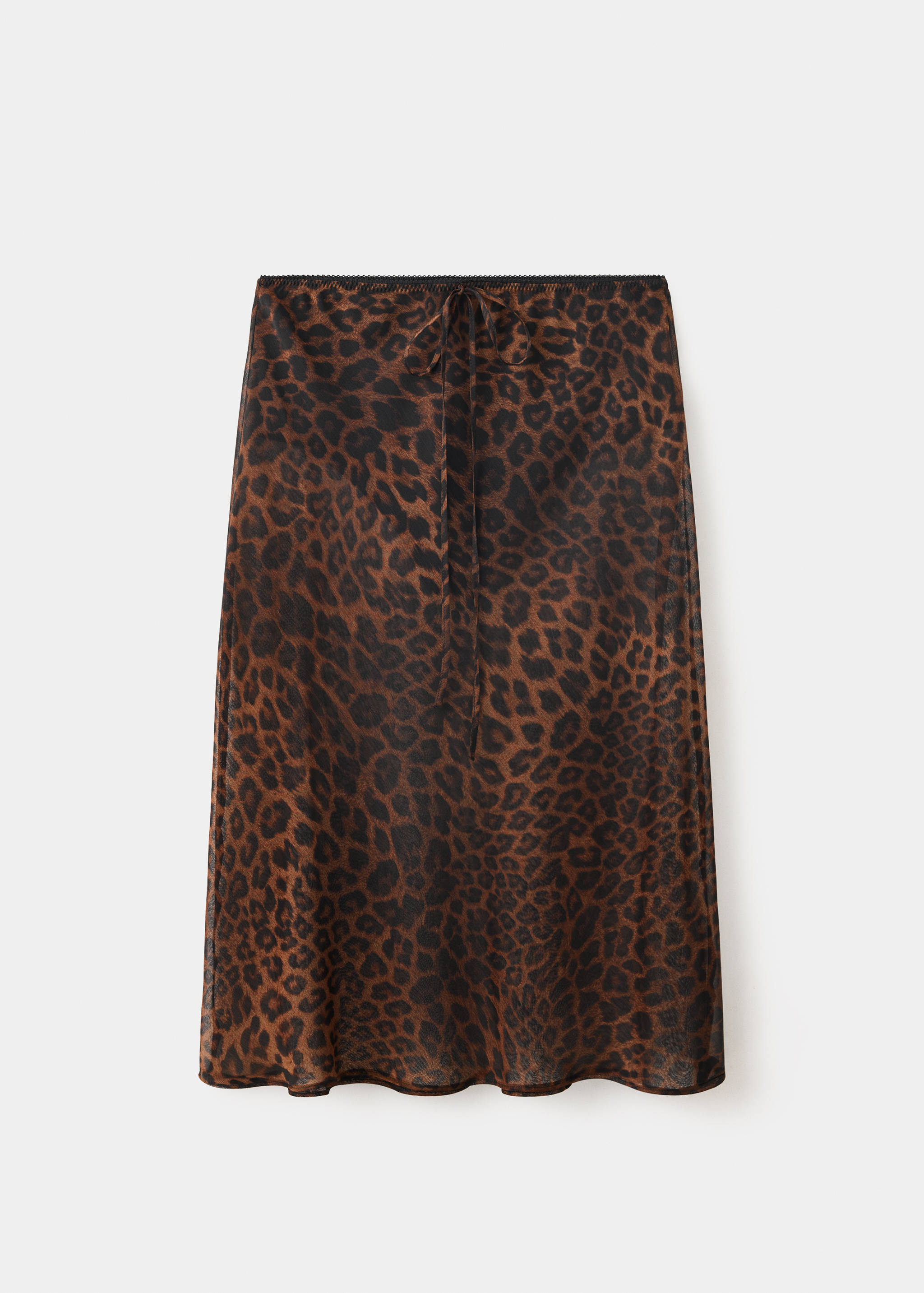 Leopard-print midi skirt with an elasticated drawstring waistband.
