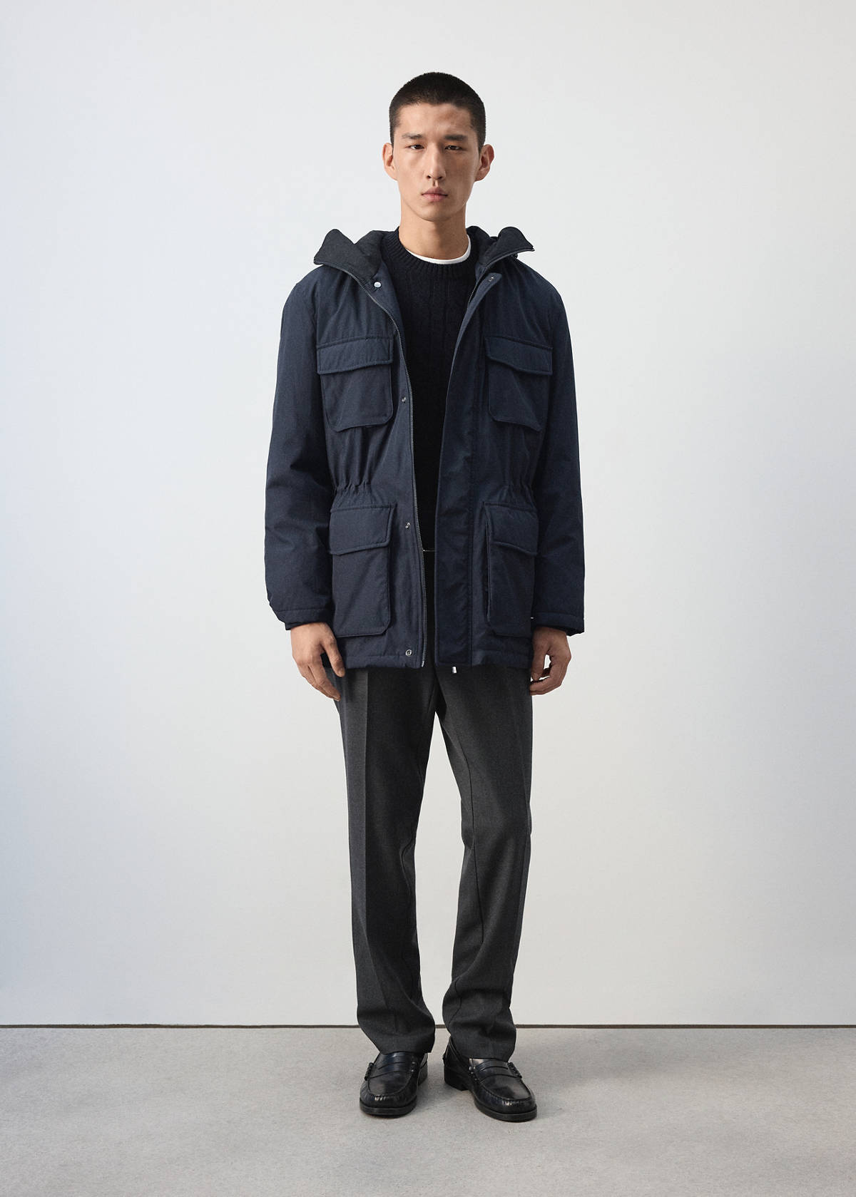 Water-repellent quilted parka — Night Blue