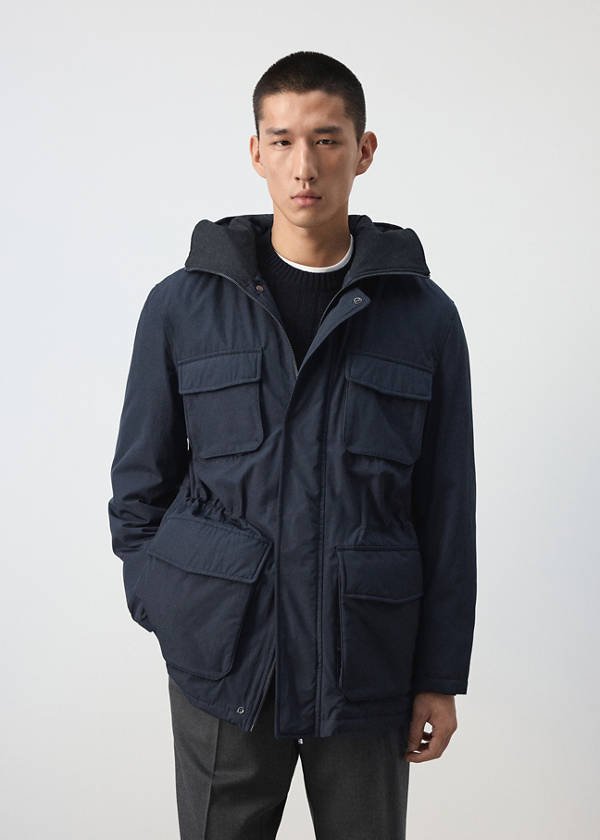 Water-repellent quilted parka — Night Blue