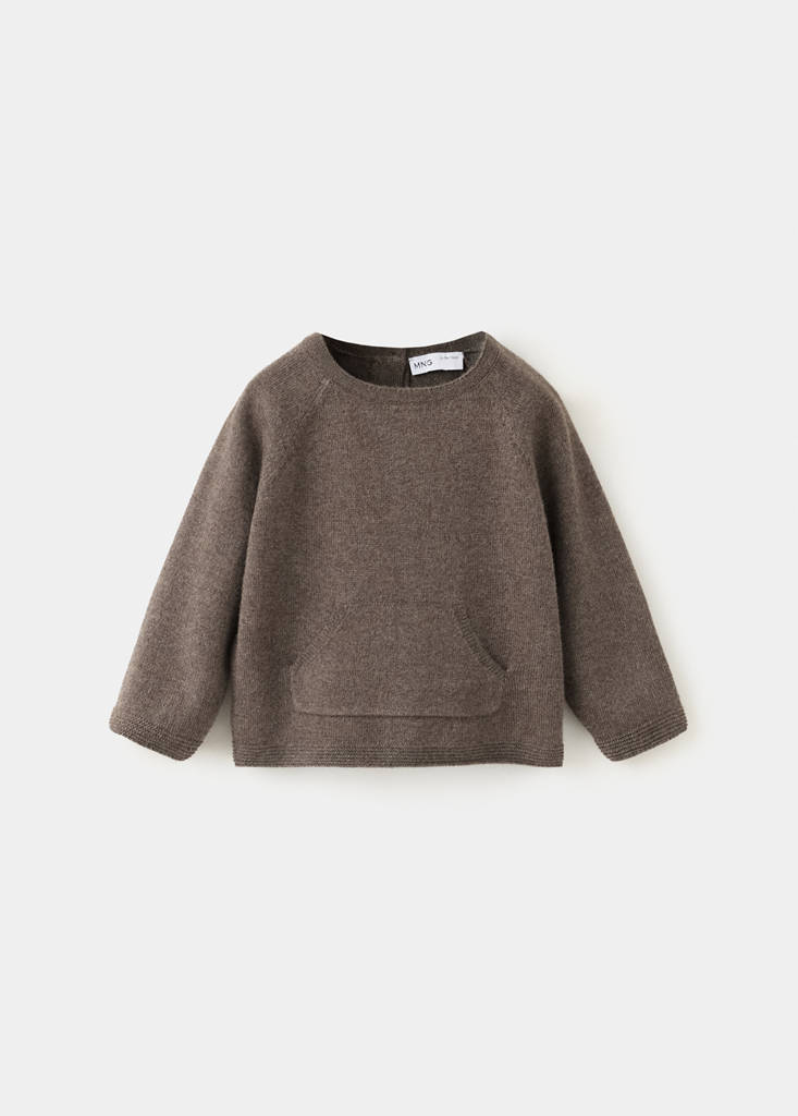 Kangaroo pocket knit sweater — Chocolate
