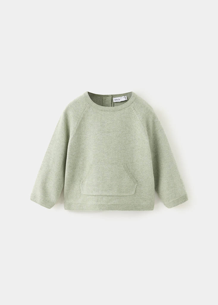 Kangaroo pocket knit sweater — Green