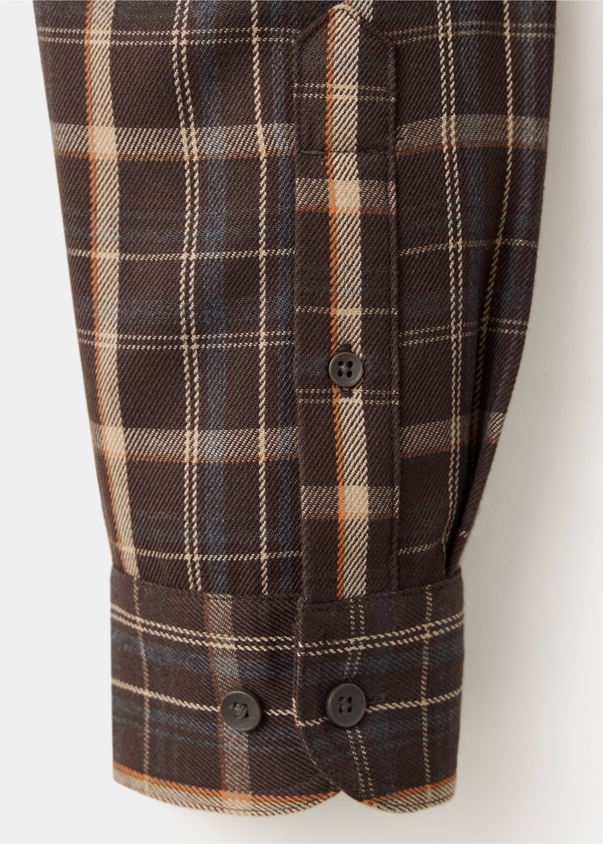 Brown plaid overshirt fabric and buttoned cuff detail., Brown. Ref: 37087892-00.