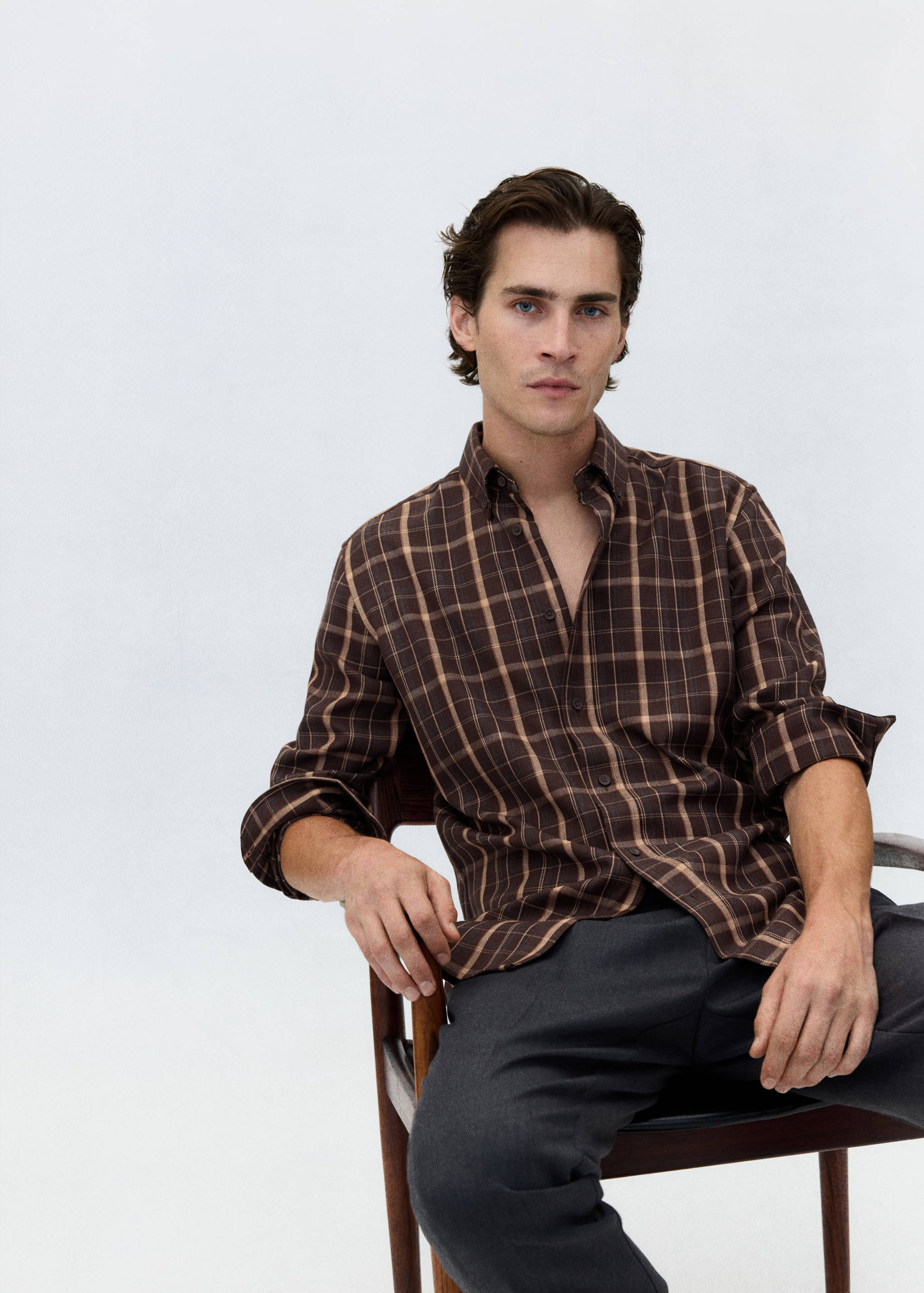 Regular-fit check flannel shirt - Details of the article 5