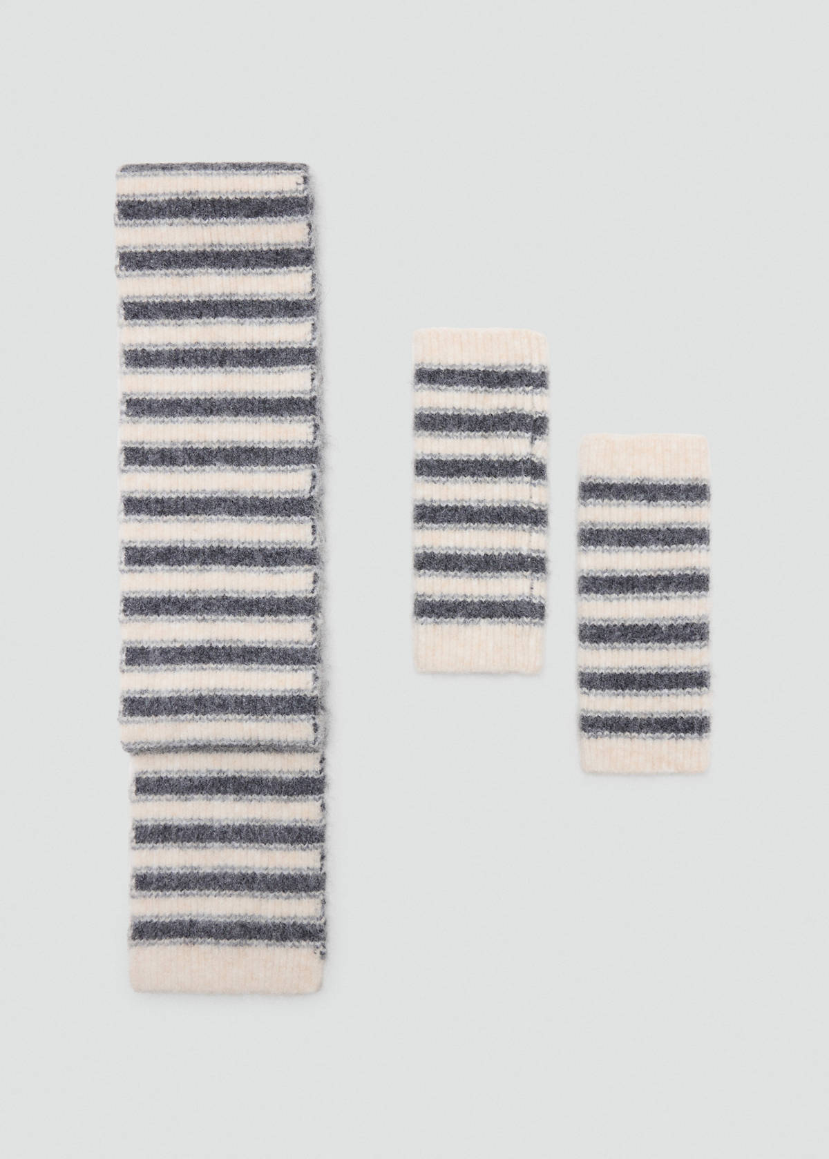 Striped fingerless gloves — Sand