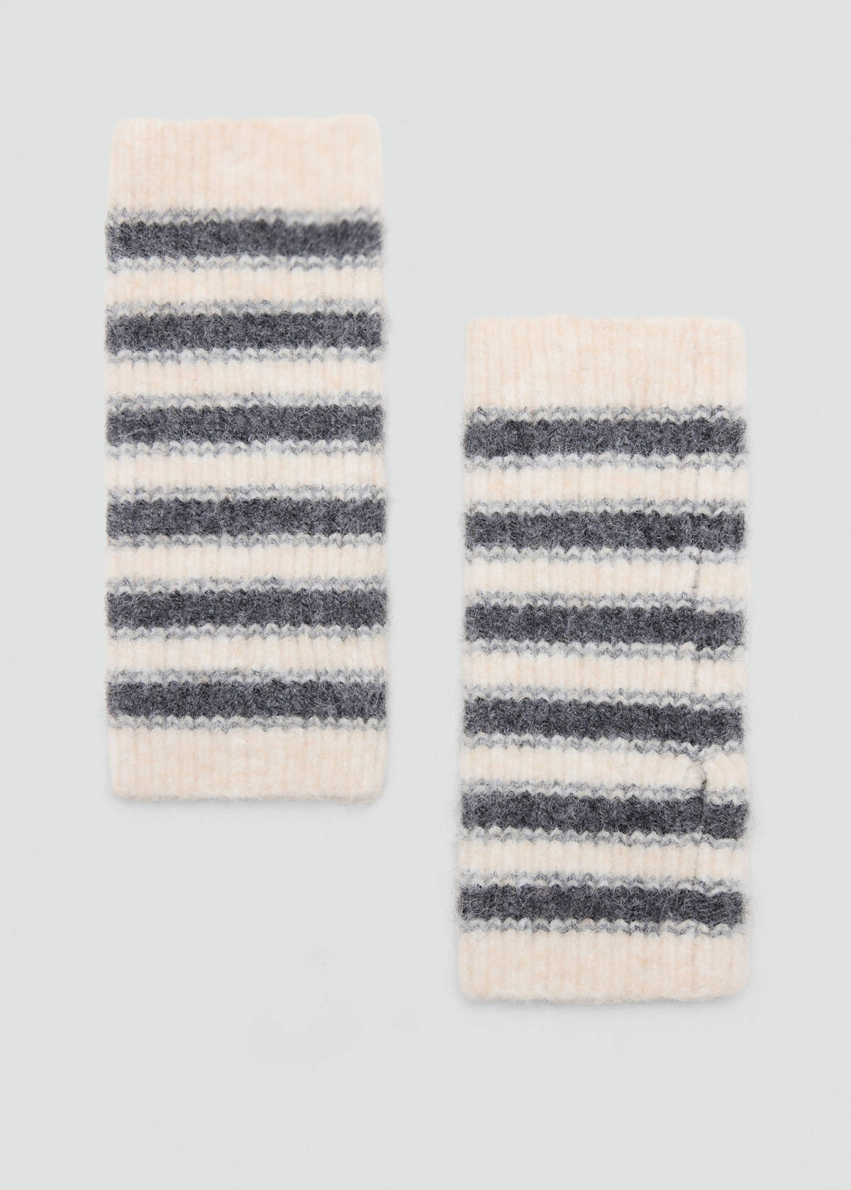 Striped fingerless gloves — Sand