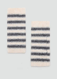 Striped fingerless gloves — Sand 1