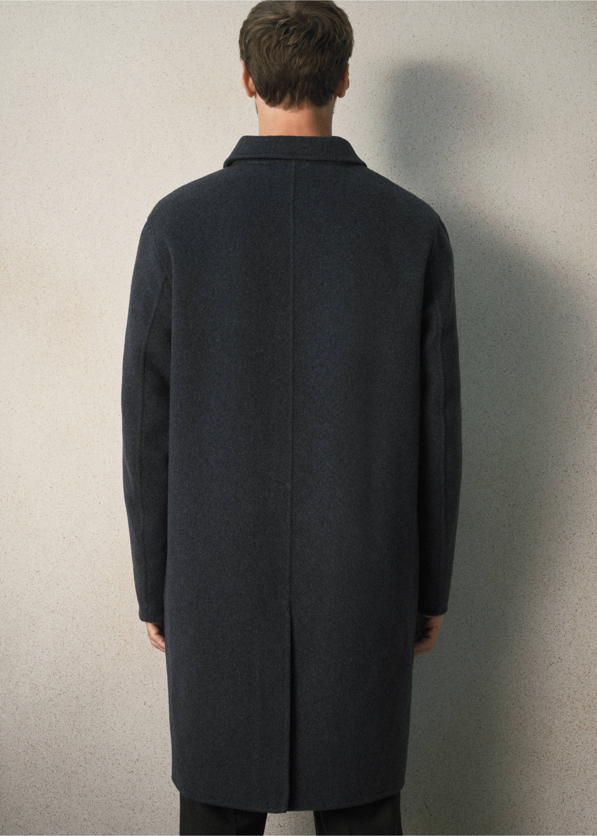 Wool-cashmere blend coat with pockets - Reverse of the article, Charcoal. Ref: 37087897-00.