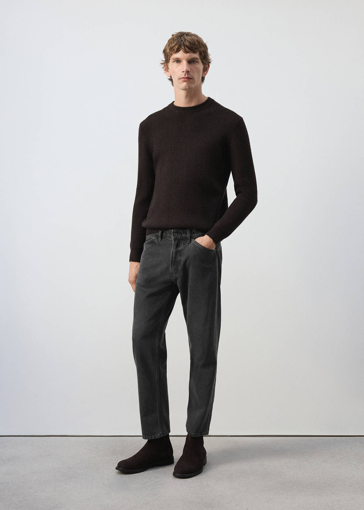 Regular-fit cropped jeans — Open Grey