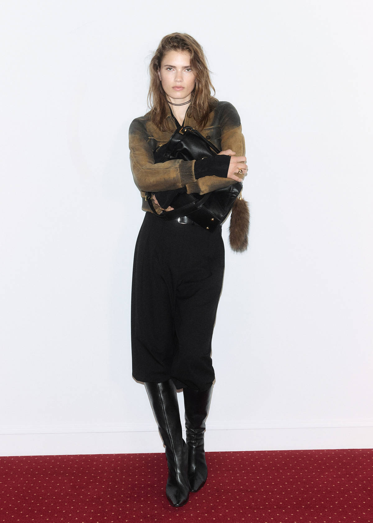 Leather jacket with worn effect