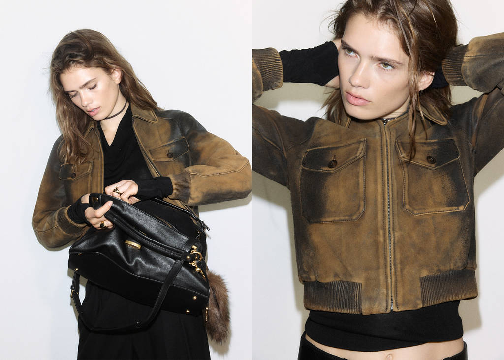 Leather jacket with worn effect by Mango
