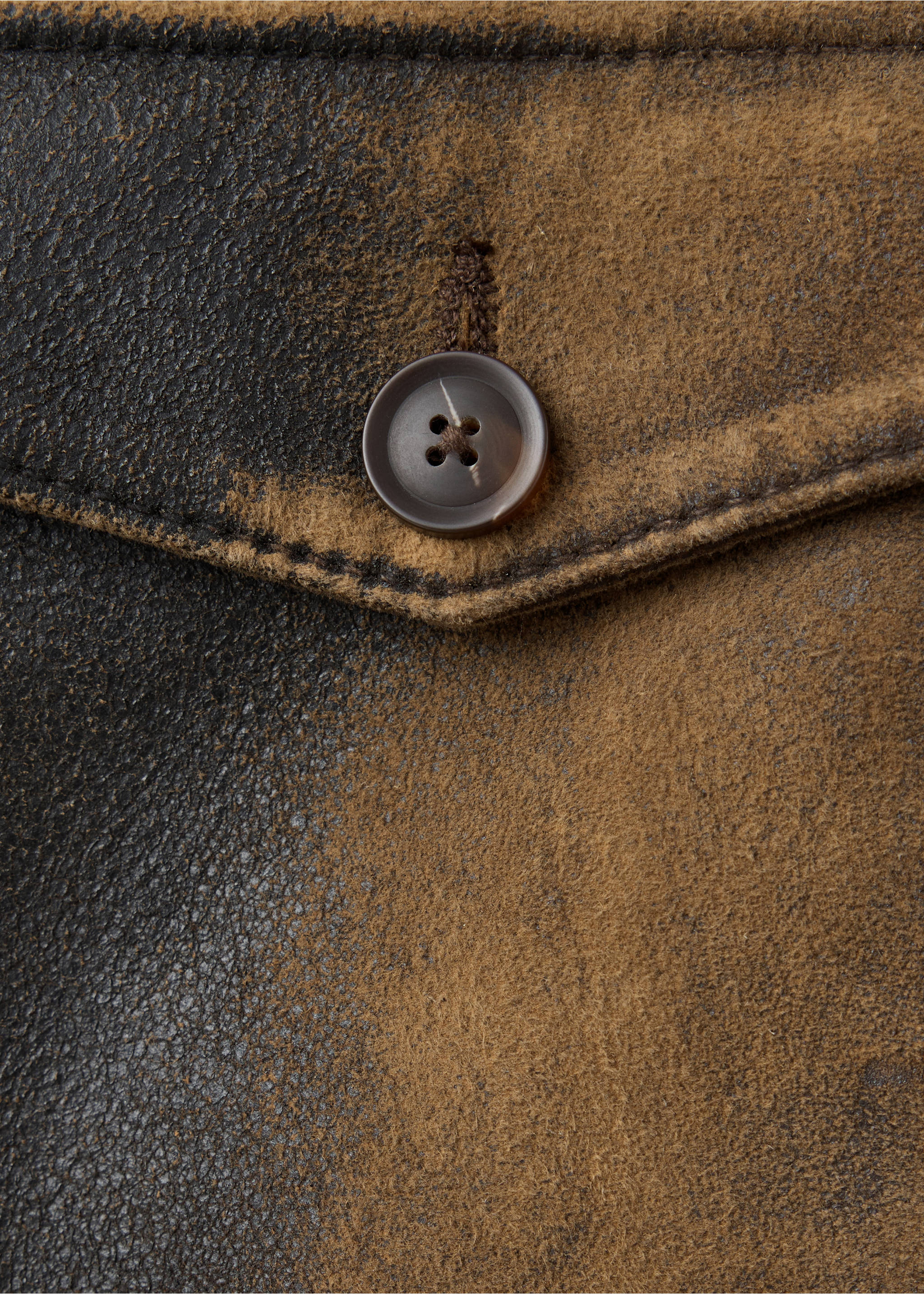 Leather jacket with worn effect - Details of the article 0, Brown. Ref: 37087901-00.