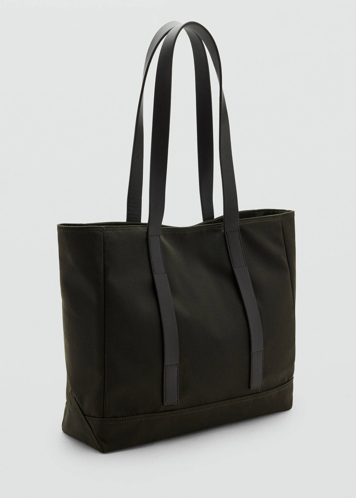 Waxed-effect tote bag — Khaki