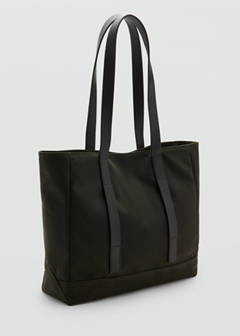 Waxed-effect tote bag — Khaki 2