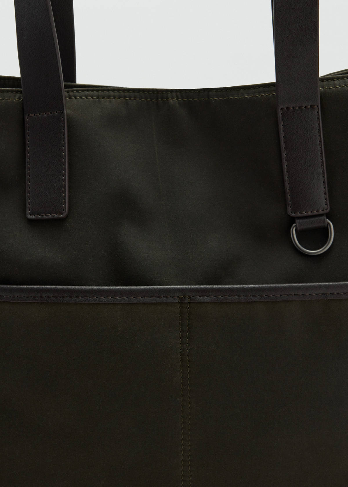 Waxed-effect tote bag — Khaki