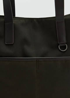 Waxed-effect tote bag — Khaki 3