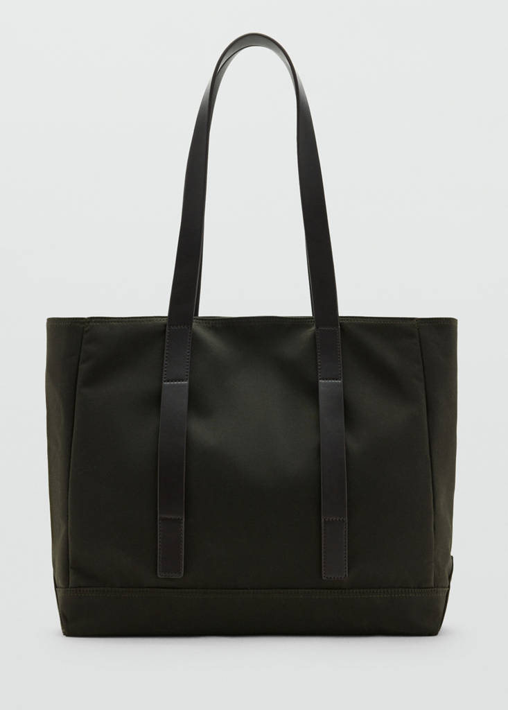 Torba typu tote z efektem woskowania khaki - Mężczyzna - Rozmiar uniwersalny - MANGO MAN