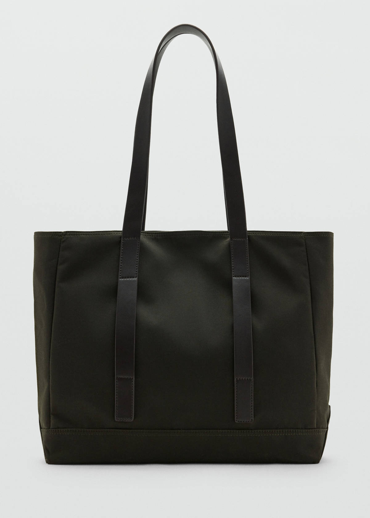 Waxed-effect tote bag — Khaki