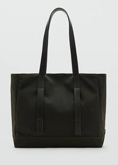Waxed-effect tote bag — Khaki 1