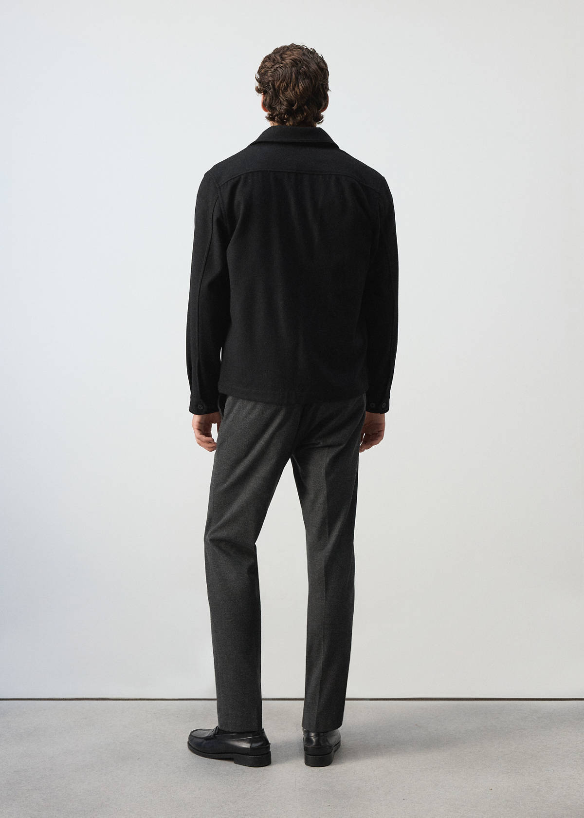 Wool-blend overshirt with pockets — Black