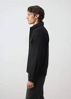 Wool-blend overshirt with pockets — Black 5