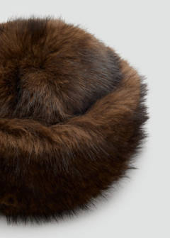 Pillbox hat in faux fur effect — Brown 4