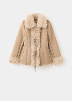Tailored jacket with fur trim — Beige 5