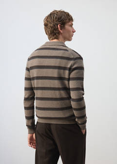 Wool-cashmere blend knit polo jumper — Medium Brown 3