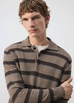 Wool-cashmere blend knit polo jumper — Medium Brown 4