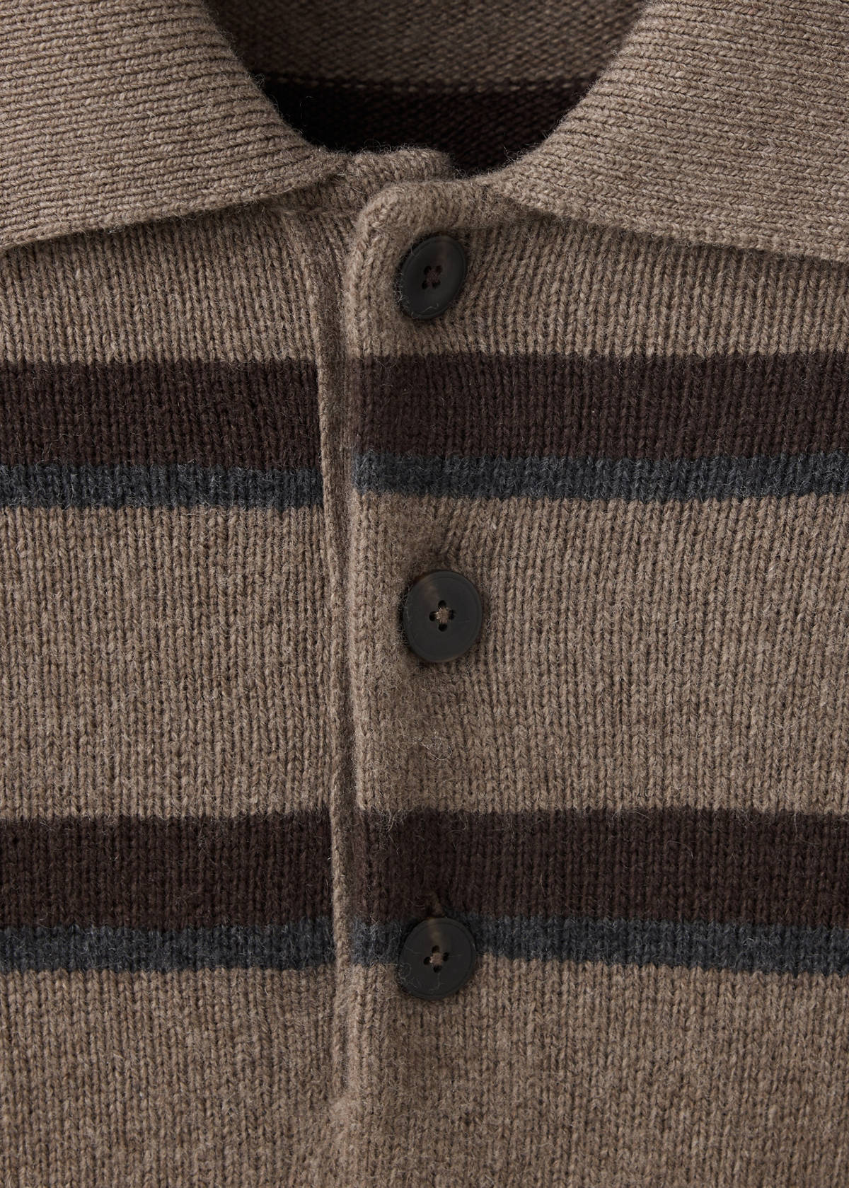 Wool-cashmere blend knit polo jumper — Medium Brown