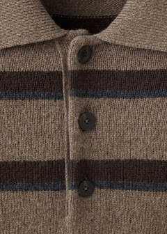 Wool-cashmere blend knit polo jumper — Medium Brown 7